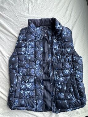 GAP Navy Blue Floral Quilted Puffer Vest